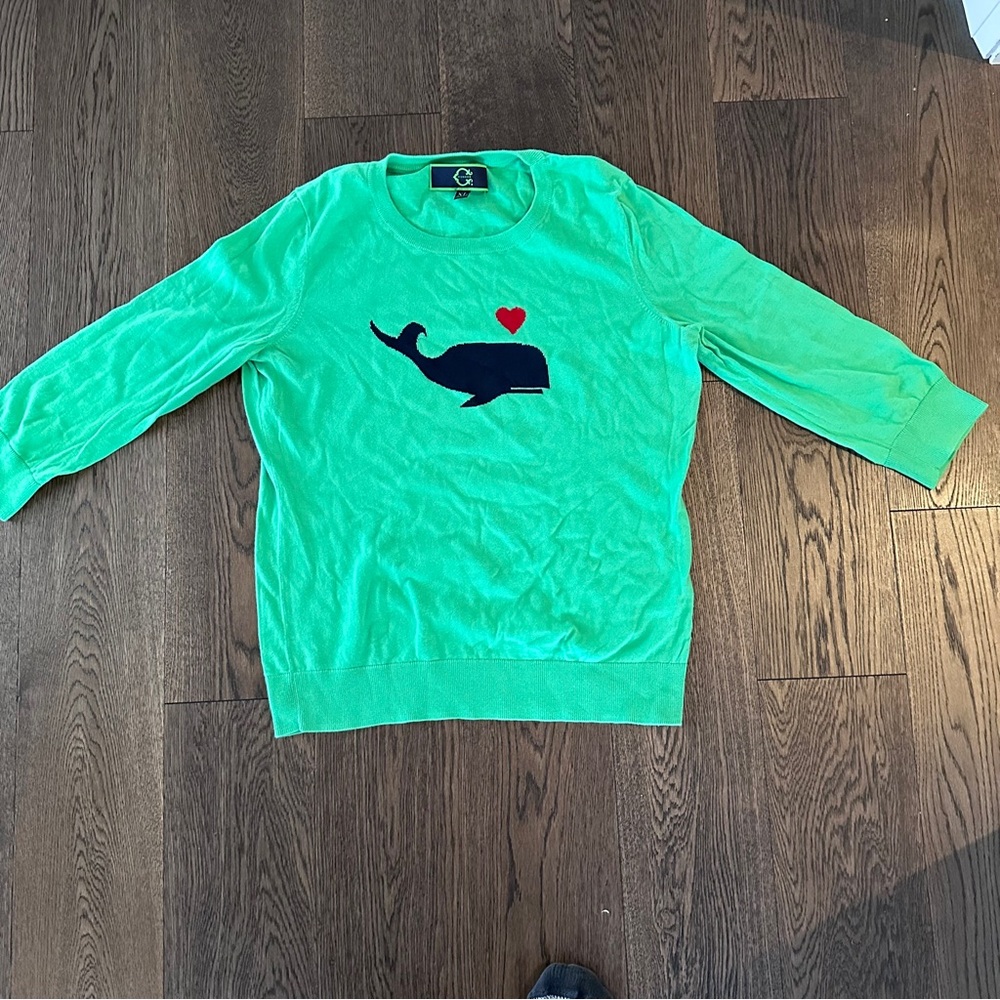 Green Sweater with Whale Design